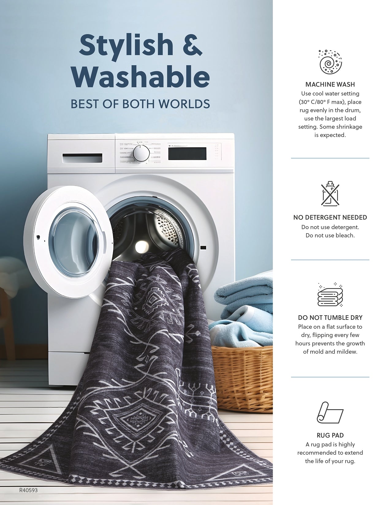 Moorhill Washable Large Rug