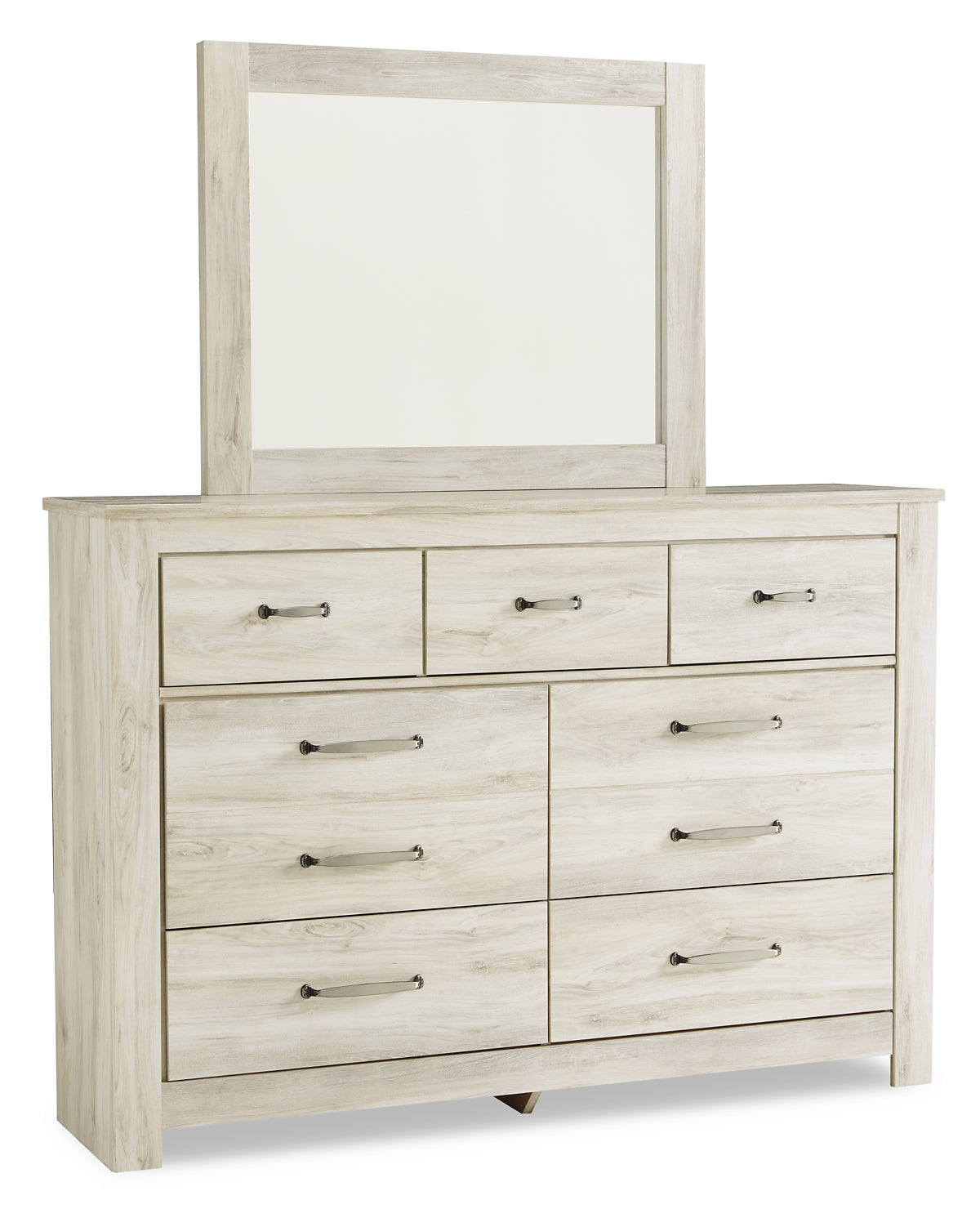 Bellaby Crossbuck Panel Bed With Mirrored Dresser