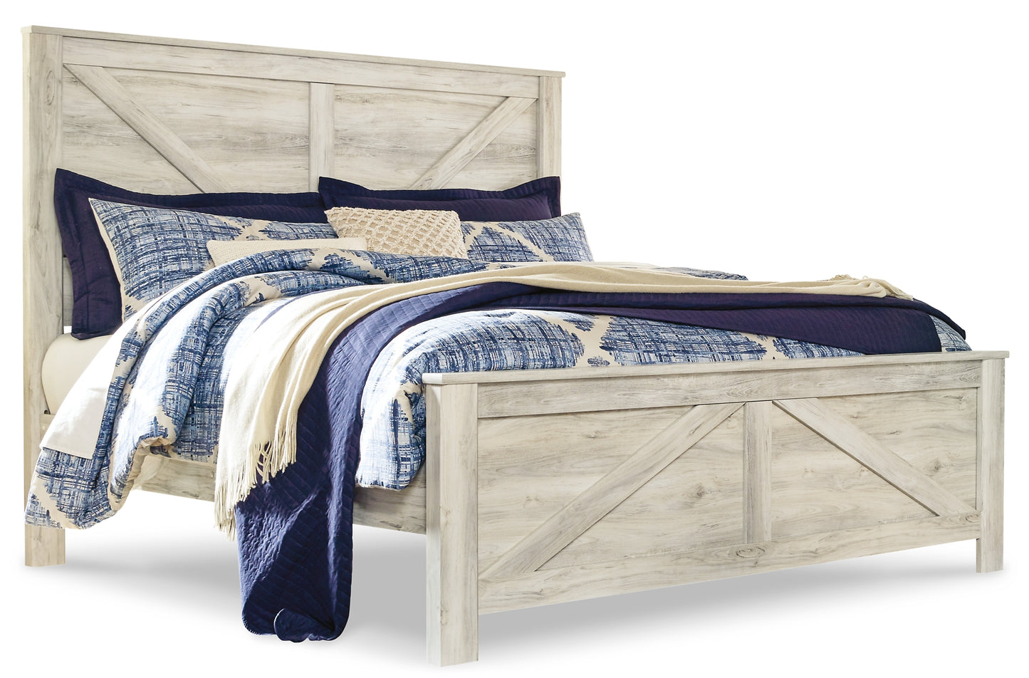 Bellaby Crossbuck Panel Bed With Mirrored Dresser