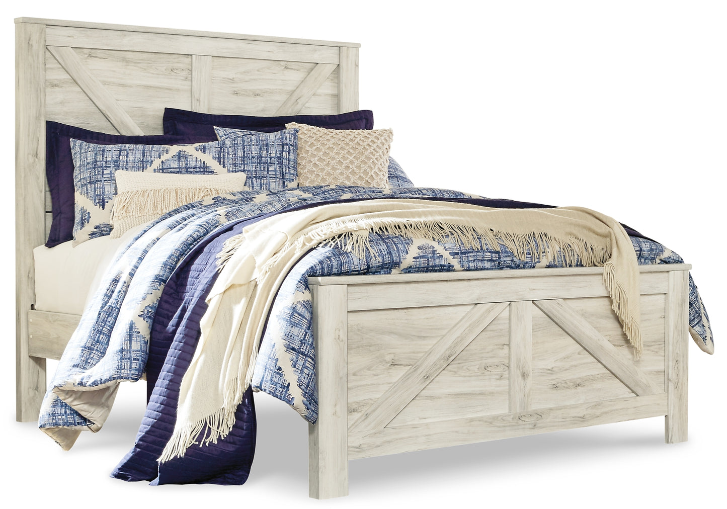 Bellaby Crossbuck Panel Bed With Mirrored Dresser