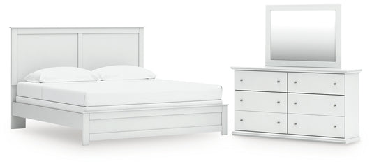 Bostwick Shoals King Panel Bed with Mirrored Dresser