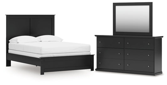 Full Panel Bed with Mirrored Dresser