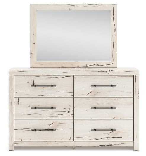 Lawroy King Panel Bed with Mirrored Dresser and Chest