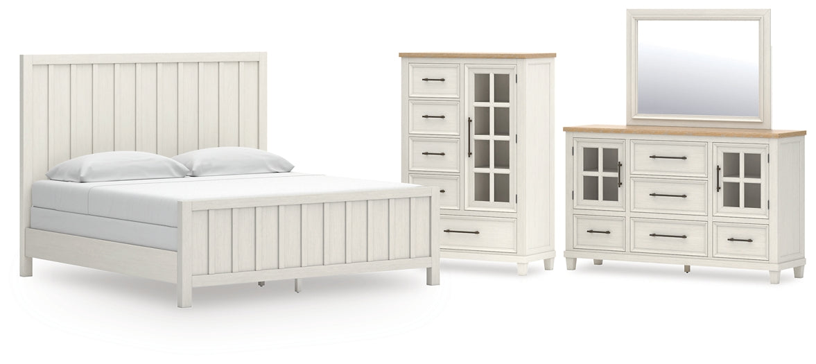 Shaybrock King Panel Bed with Mirrored Dresser and Chest
