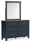 Landocken Full Panel Headboard with Mirrored Dresser, Chest and Nightstand