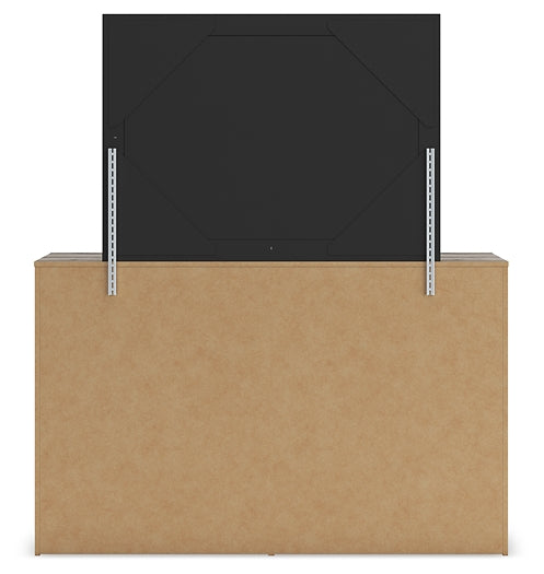 Graystorm Full Panel Bed with Storage with Mirrored Dresser