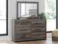 Graystorm Full Panel Bed with Mirrored Dresser and Chest