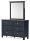 Landocken Twin Panel Headboard with Mirrored Dresser and Chest