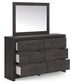 Hollivern Full Panel Bed with Storage with Mirrored Dresser and Chest