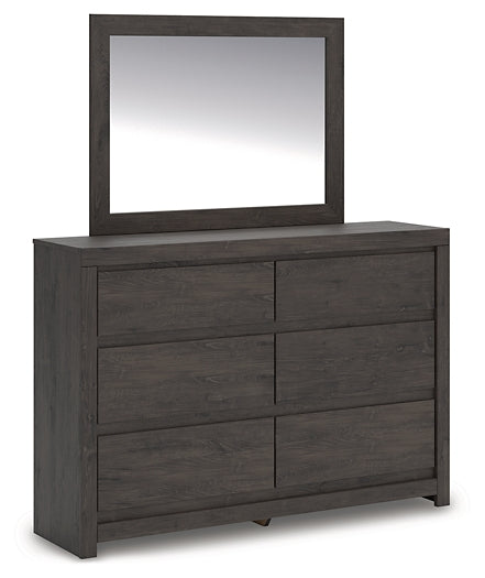 Fraluna Queen Panel Bed with Mirrored Dresser and Nightstand