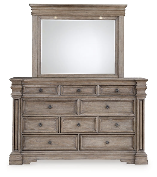 Blairhurst King Panel Bed with Mirrored Dresser and Chest