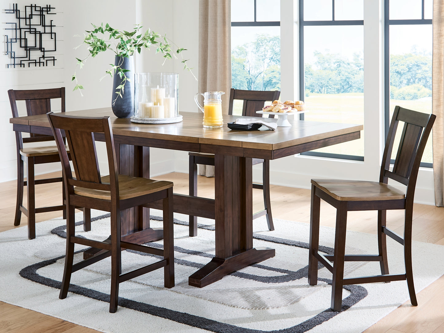Rylandeen Counter Height Dining Table and 4 Barstools