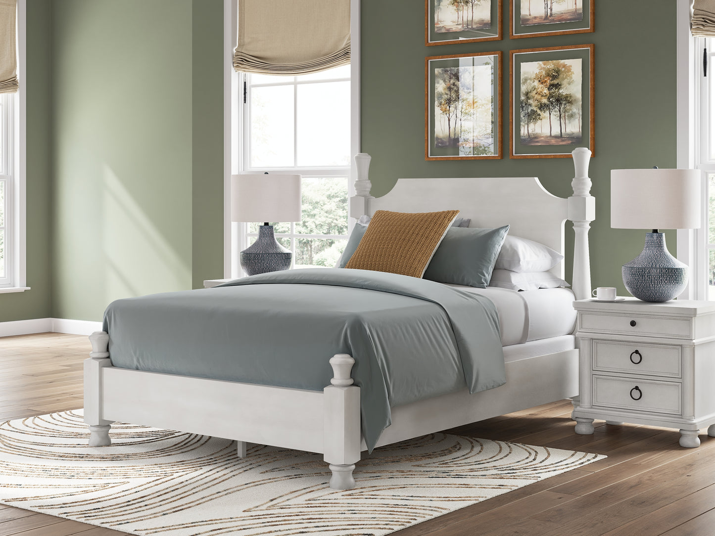 Rowlenstown Queen Poster Bed, Dresser, Mirror and Nightstand