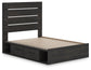Delmorta Full Panel Bed with Storage, Dresser and Mirror