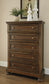 Flynnter  Panel Bed With 2 Storage Drawers With Mirrored Dresser And Chest