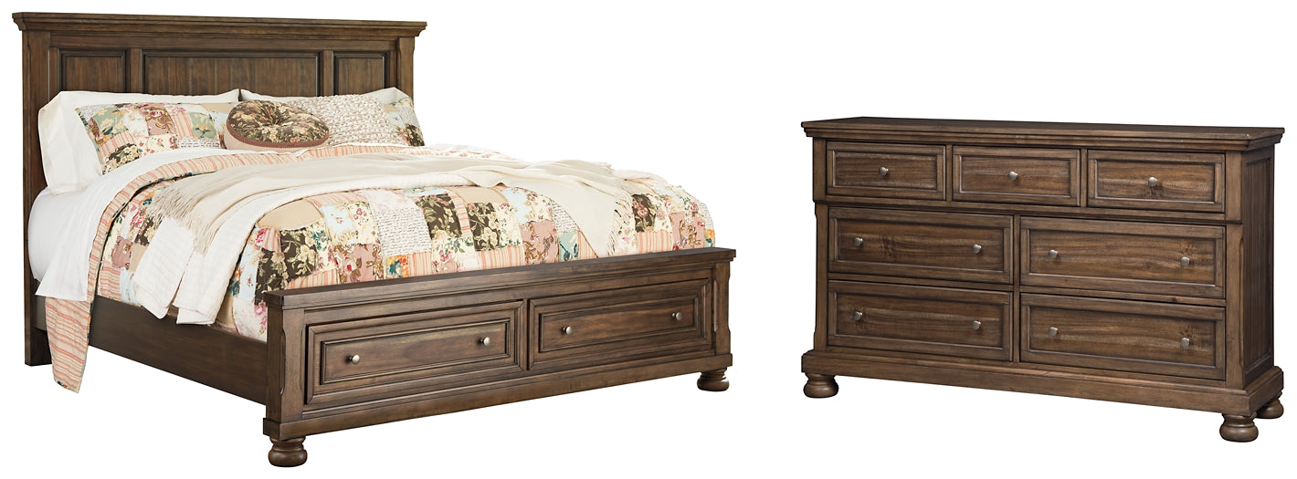 Flynnter  Panel Bed With 2 Storage Drawers With Dresser