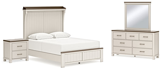 Darborn Queen Panel Bed with Mirrored Dresser and Nightstand